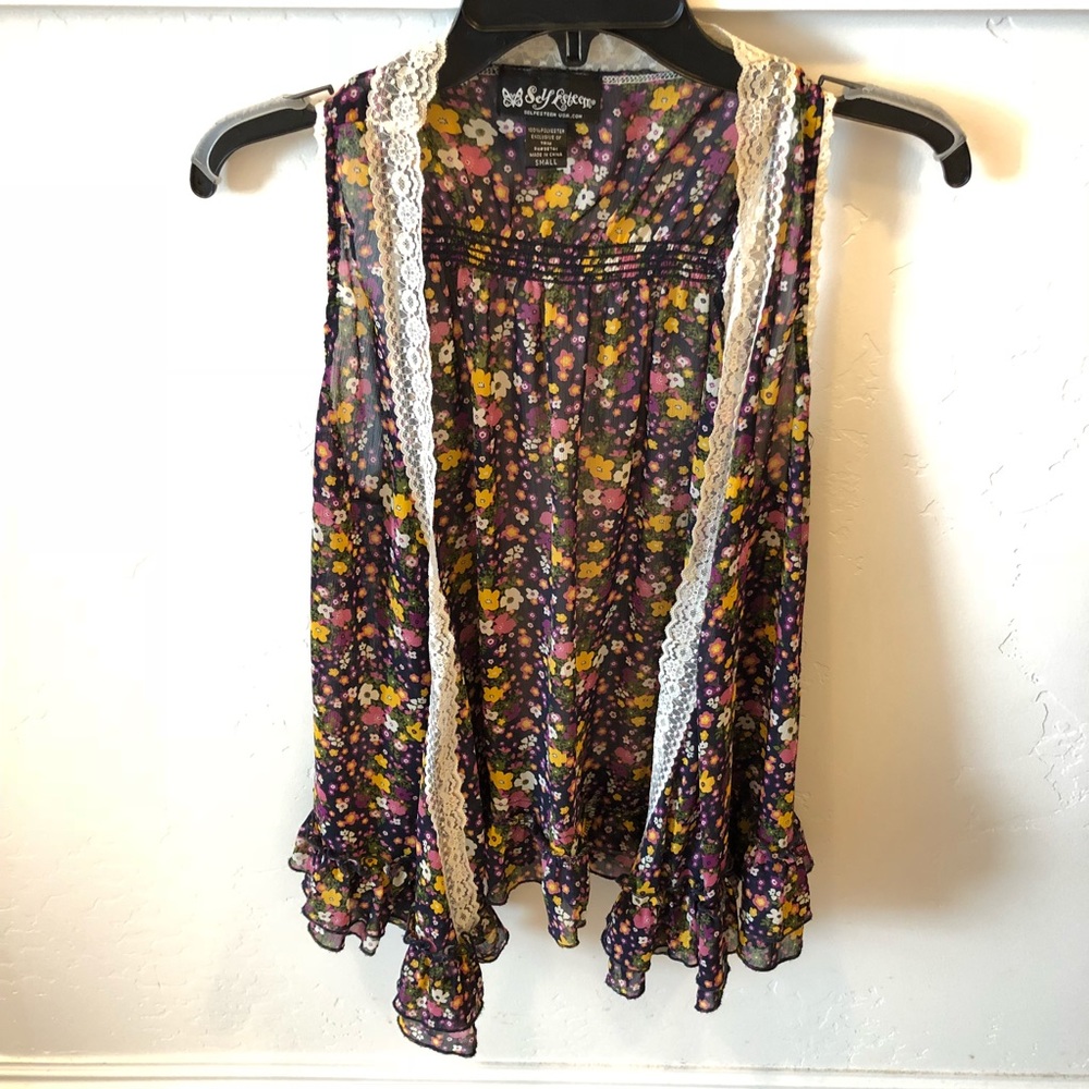 Self Esteem Sheer Floral Vest